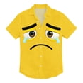 thumbnail image 4 of Ceisia Men's Funny Expression Print Short Sleeve Button Down Casual Beach Shirt Yellow XXXXXL Gifts, 4 of 5
