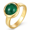 Gold Green, variant on Women's Round Domed Center Statement Ring, Stainless Steel Modern Minimalist Style, US Sizes 6-12 for Office, Casual and Formal-Inspired Wear, Birthday Gift Choice