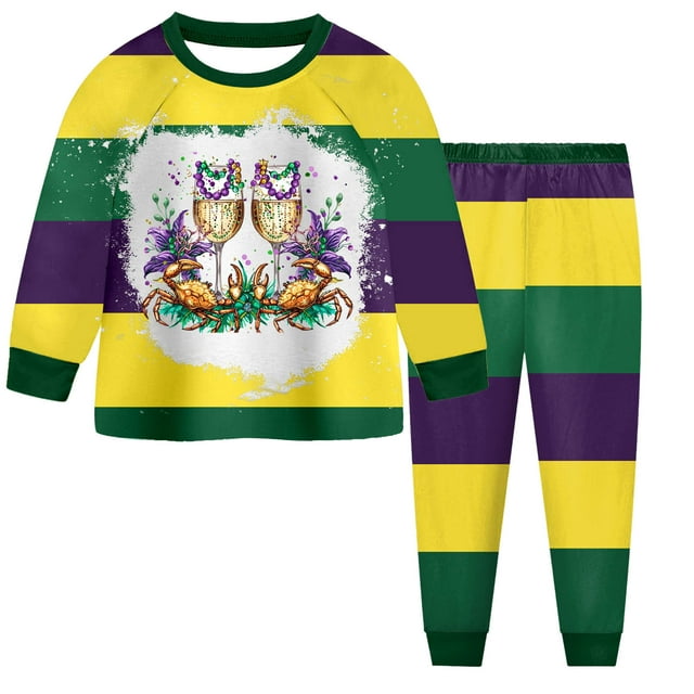 2 Piece Pyjamas Set For Boys And Girls T Shirt And Pants Outfit For Kids Carnival Party
