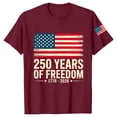thumbnail image 3 of Only Moment USA Holiday Shirts Crew Neck Short Sleeve Women's Cotton and Linen Independence Day American Flag Floral Print Shirt Wine,3XL, 3 of 5