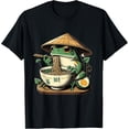 thumbnail image 1 of Frog Eating Ramen Kawaii Neko Japanese Noodles Anime Lovers Camiseta, 1 of 2