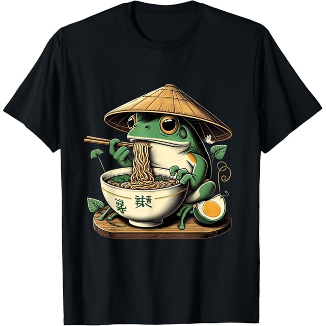 Frog Eating Ramen Kawaii Neko Japanese Noodles Anime Lovers Camiseta