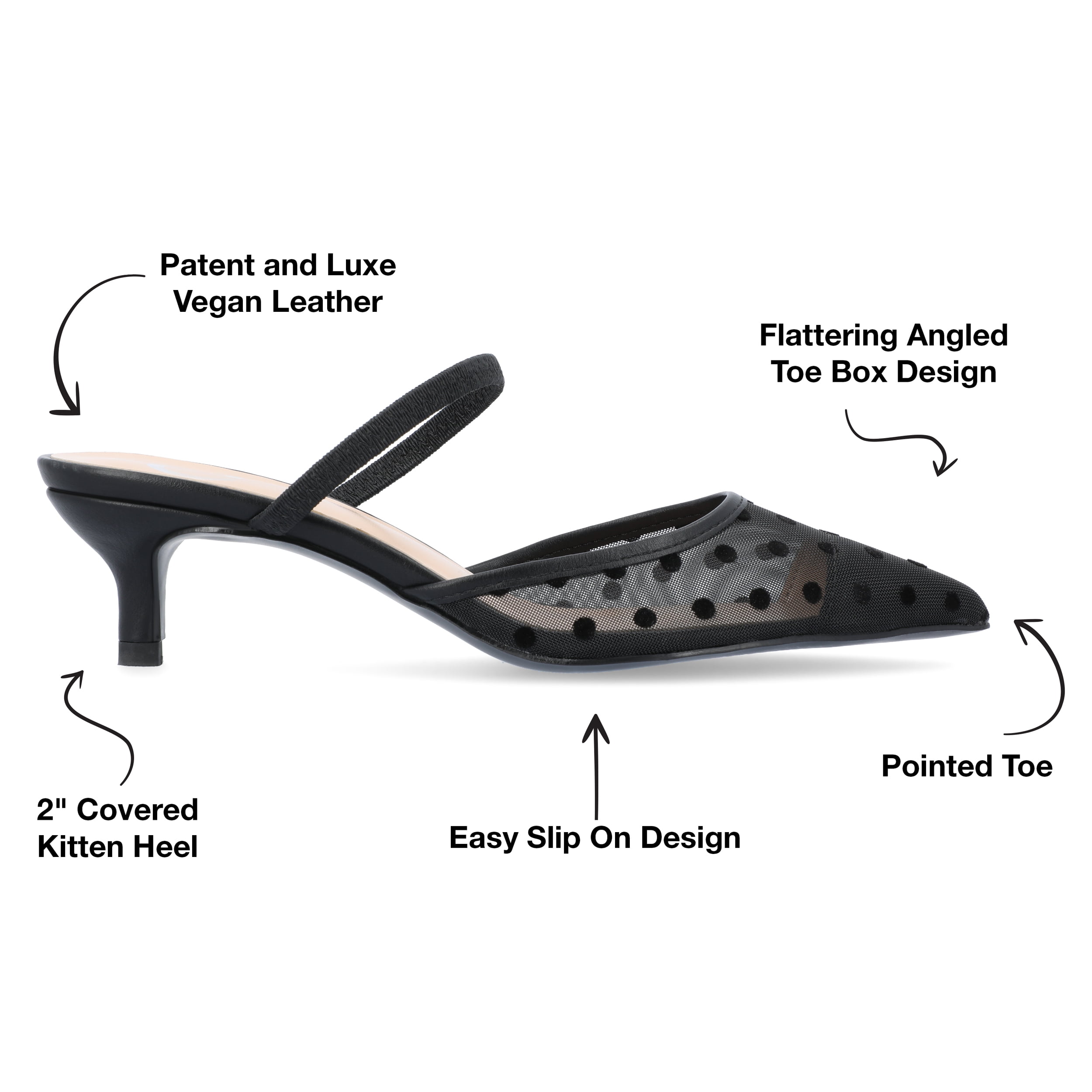 Journee Womens Allana Slip On Kitten Heel Mule Pumps