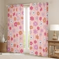 thumbnail image 2 of Manfei Cartoon Flower Child Black Out Curtains, Pink Blossoms Floral Curtains Pack of 2 (42x63 Each), Retro French Style Bedroom Curtains, Window Curtains Room Decor, 2 of 6