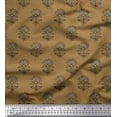 thumbnail image 1 of Soimoi Brown Moss Georgette Fabric Leaves & Floral Block Printed Fabric 1 Yard 42 Inch Wide, 1 of 3