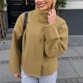 thumbnail image 4 of Womens Loose Crop Pea Coat Wool Blend Short Overcoat Casual Stand Collar Winter Outerwear, 4 of 7