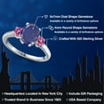 thumbnail image 2 of Gem Stone King 925 Sterling Silver Blue Lapis and Pink Moissanite Engagement Ring for Women | 2.46 Cttw | Oval 9X7MM | Gemstone Birthstone | Size 9, 2 of 6