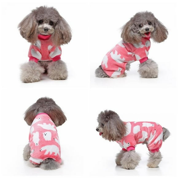 MesaSe Combinaison en Velours Doux pour Animaux, Pyjama Imprimé Ours Polaire pour Chiens et Chats, Costume Automne & Hiver pour Petits et Moyens Chiens