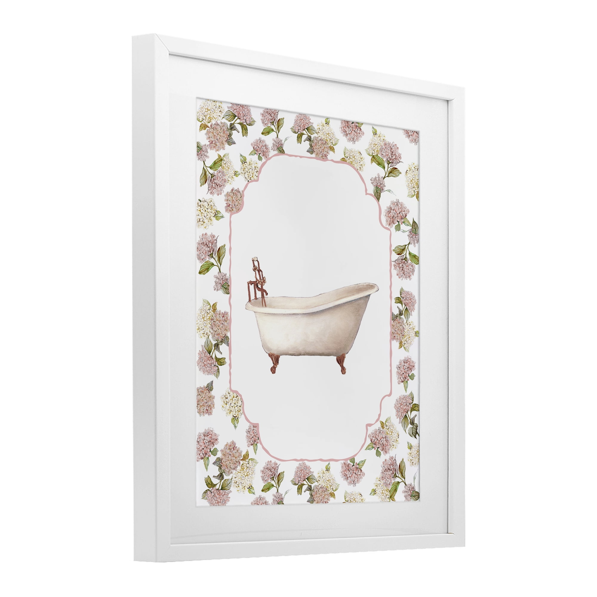 Stupell Industries Elegant Hydrangeas Bathtub White Framed Print Under Glass, design by Carol Robinson