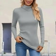thumbnail image 2 of Sweaters for Women,High Neck Pullover Soft Turtleneck Top Warm Knit Blouse Comfortable Long Sleeve Shirt For Winter,Womens Sweaters,Grey,ONE SIZE, 2 of 5