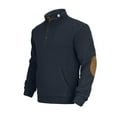 thumbnail image 6 of GuangCheng Men's Fleece Pullover Sweatshirt with Elbow Patches,Half Zip Placket,Casual Warm Tops,Baggy Fit Tops,Navy,Size L, 6 of 9