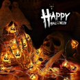 thumbnail image 2 of Halloween Jack-o-lanterns - Paquete de 2 de 30 luces LED de cadena de decoración de Halloween alimentadas por batería (ora Feliz Sencillez, 2 of 5