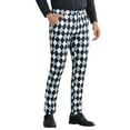 thumbnail image 5 of INSPIRE CHIC Men's Pants Diamond Plaid Flat Front Straight Leg Trousers 32 Gray Black, 5 of 6