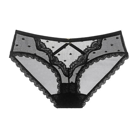 

sebtyili womens underwear womens lace hollow mesh triangle seamless hot breathable thin shorts