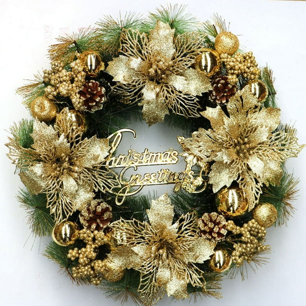 2 piezasDecoración navideña Puerta de entrada Divina Corona navideña, Corona navideña Decoración navideña para interiores y exteriores Corona