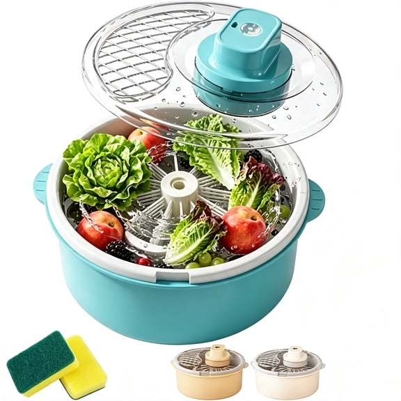 Electric Fruit Washer Vegetable Cleaner Spinner Bowl – Salad Spinner & Produce Washer, Multifunctional Veggie Cleaner with Non-Slip Base for Kitchen