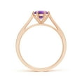 thumbnail image 2 of ANGARA Natural Tapered Shank Amethyst Solitaire Ring with Diamonds in 14K Rose Gold for Women (Size-6mm) | February Birthstone, Birthday, Anniversary, Jewelry Gift for Women | Natural Amethyst Ring, 2 of 8