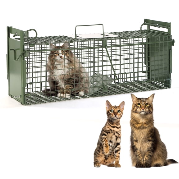 40" 2-Door Large  Live Animal Traps for Stray Cats up to 17.6 Pounds, Raccoons, Squirrel