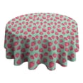 thumbnail image 4 of Pink Strawberry Plants Fruit Green Pattern Round Tablecloth 60"x60",Wrinkle Wipeable Table Cloth for Kitchen Dining Room Picnic Patio Party, 4 of 6