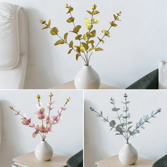 Viflosae Fake Plant Fall Decor Artificial Eucalyptuss Imitation Plastic Plant 1 Piece Garland Decoration Fake Shrub for Wedding Hotel Hall Party Indoor Home Table Centerpiece