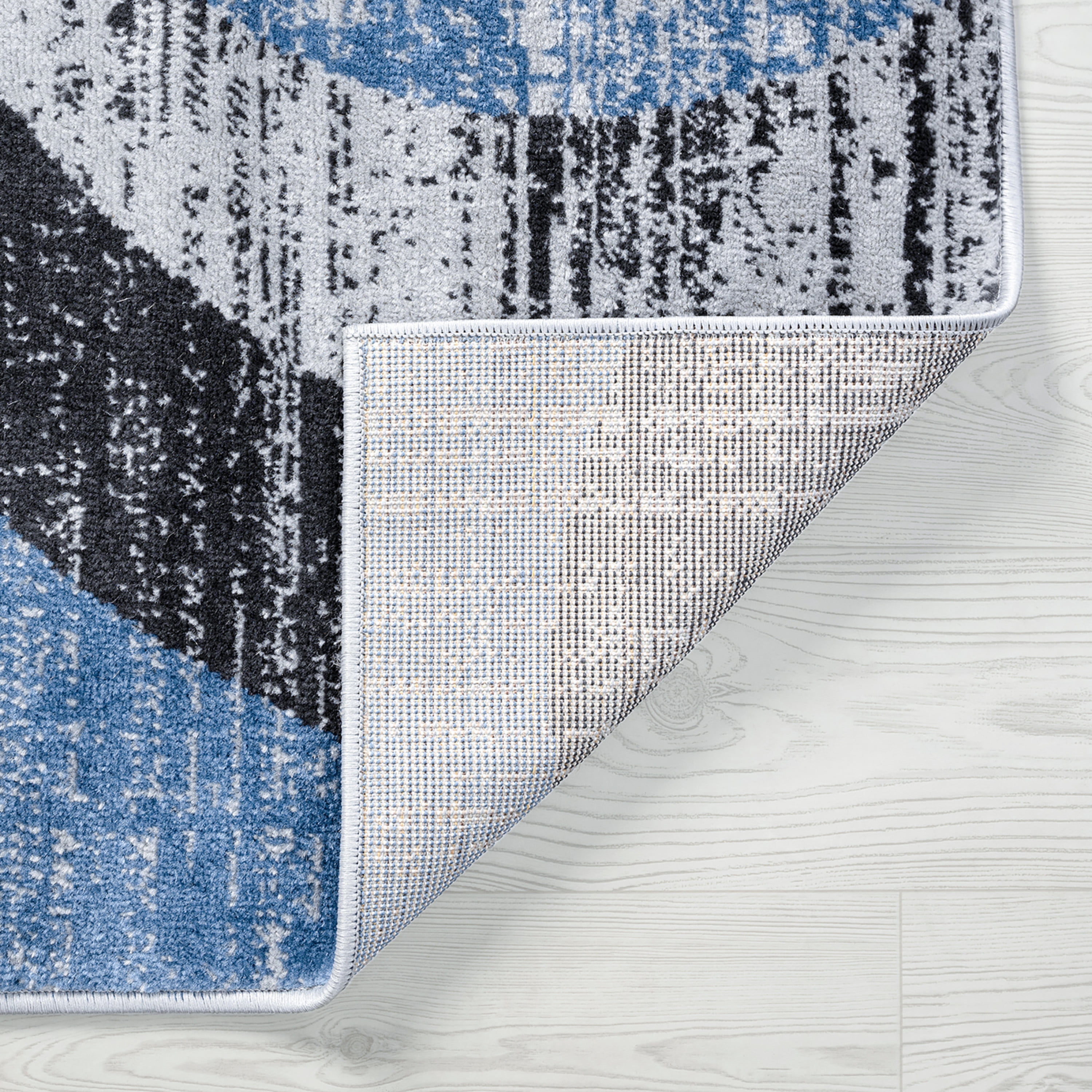 Contemporary 5x8 Area Rug (5'3'' x 7'3'') Abstract Blue, Charcoal Living Room Easy to Clean