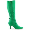 thumbnail image 3 of BLISSFUL STEP Women's Boots Knee High Stiletto Heel Boots Pointy Toe Buckle Zipper Boots Grass Green 9, 3 of 7