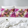 thumbnail image 3 of Ensemble de Housse de Couette Marbre Violet Ensemble de Literie Papillon Rouge Double, Housse de Couette Marbrure Dorée Art Fluide à l'Encre Ombré Abstrait Ensemble de Lit, Déco de Chambre Rustique Animal Papillons Oniriques Esthétique (Sans Couette), 3 of 5