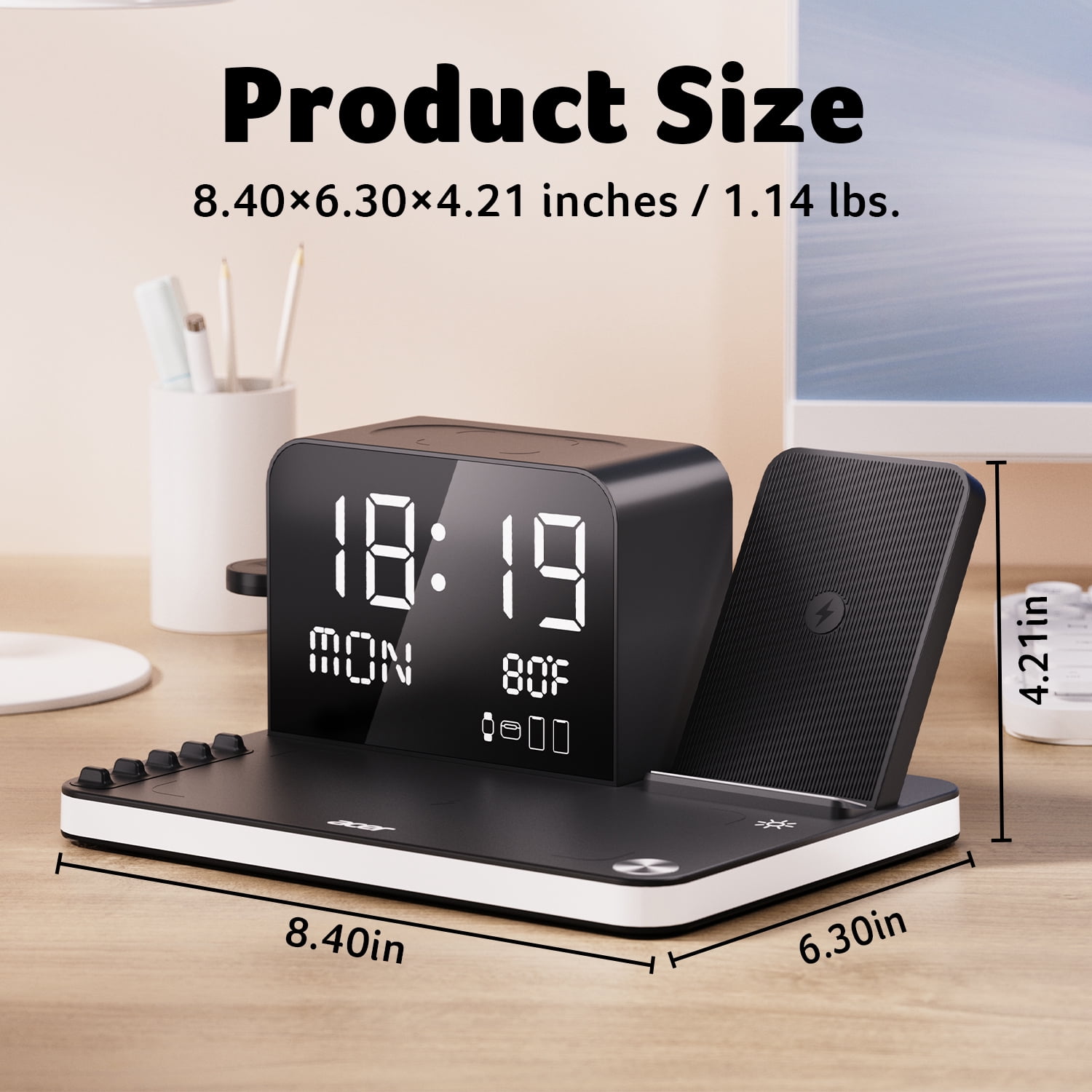 Acer 7-in-1 Wireless Charging Station with LED Night Light, Compatible with iPhone and Apple Multiple Devices