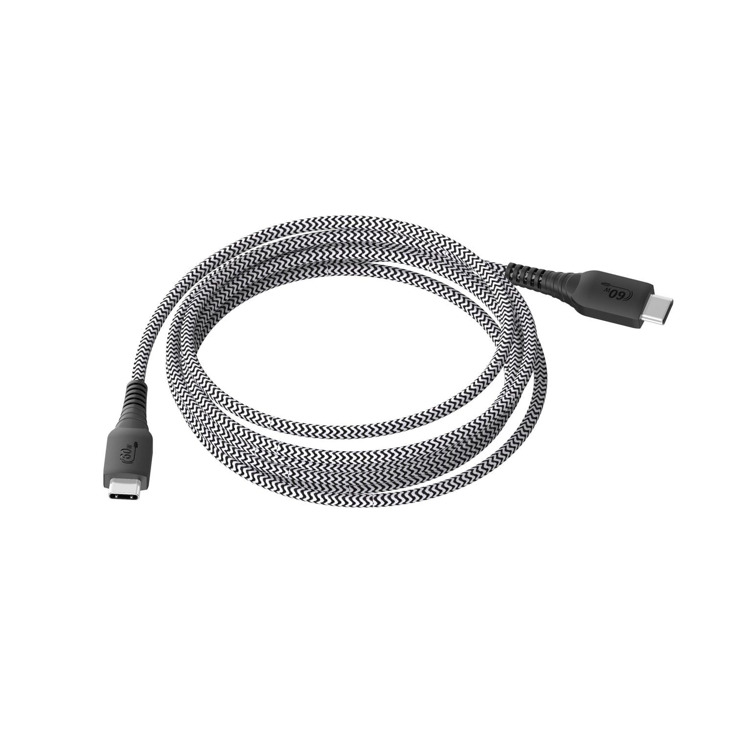Câble USB tressé de 60 W certifié USB-C vers USB-C de 1,8 m/6 pi de Onn. Transfert pendant le chargement