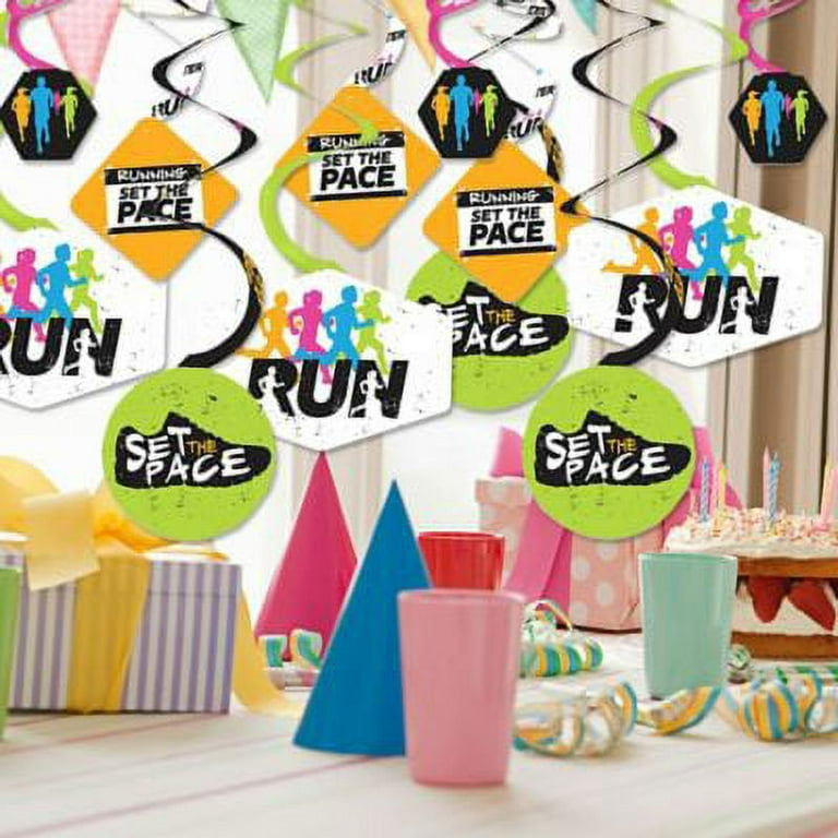 Big Dot of Happiness Set the Pace - Running - Track, Cross Country or  Marathon Party Hanging Decor - Party Decoration Swirls - Set of 40