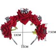 thumbnail image 2 of Diadema de calavera con flores rojas, araña, Halloween, Día de Muerto mexicano, corona gótica, tocado para cosplay, disfraz, guirnalda, festival, fiesta, tocado para fiesta de Mardi Gras, 2 of 4