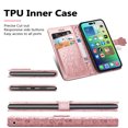 thumbnail image 6 of Allytechgroup Flip Wallet Case [Cat & Dog Cute Embossed Pattern] for iPhone 14 Pro with Card Slots Cash Holder, Magnetic Clasp Shockproof Kickstand Cover with Hand Strap, Rosegold, 6 of 9