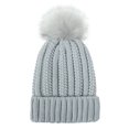 thumbnail image 1 of Sonducket Gorro de lana, gorro de punto cálido, cómodo, transpirable, protección para los oídos, Otoño Invierno, cabeza de pompón, gorros para Sombreros Gris claro Sonducket AP013443-07, 1 of 6
