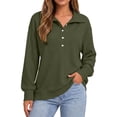 thumbnail image 6 of Maplenight Womens Henley Sweatshirts Waffle Knit Button Up Pullover Sweatshirt Side Slit Long Sleeve Casual Fall Tops, 6 of 6