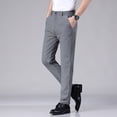 thumbnail image 5 of Gyexs Mens Chinos Pants Classic Fit Classic Fit Straight Leg Business Casual Slacks Beach Summer Lightweight Trousers Formal Clothing Grey, Szie 30, 5 of 5