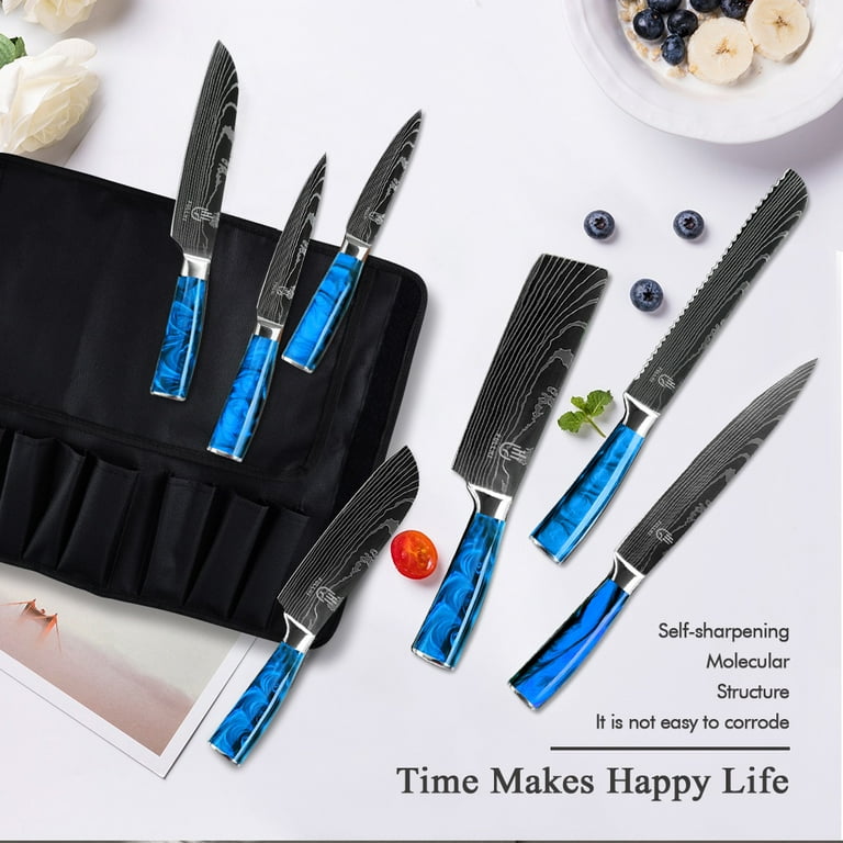  FULLHI Stainless Steel 14pcs Japanese Knife Set & Forged  Butcher Knife Set with Knife Bag and Sheath: Home & Kitchen