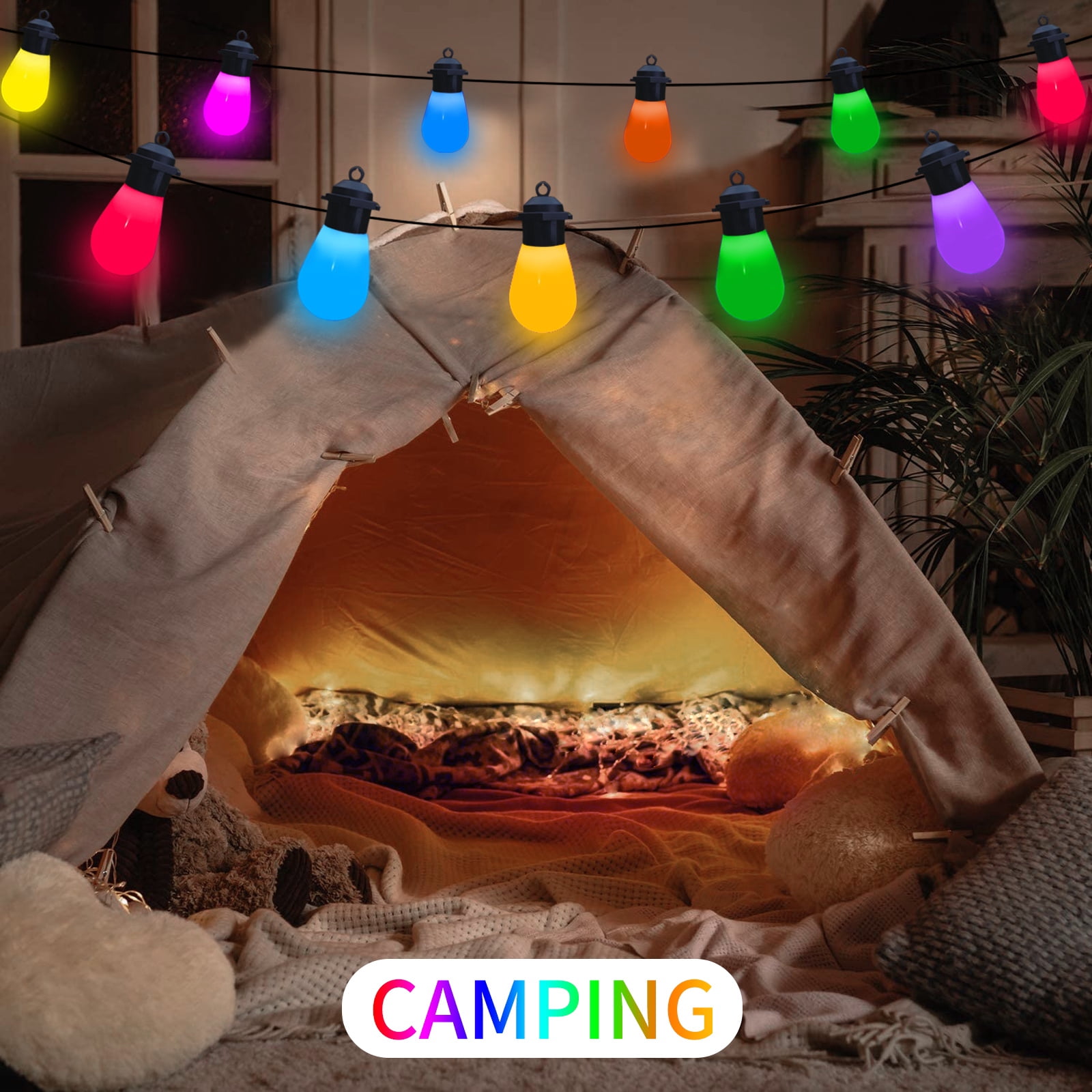 String Lights Outdoor Waterproof 32ft 15 Bulbs Smart S14 USB Operated APP Controlled Patio Lights Color Changing Christmas Decorations Garden Decor Lights