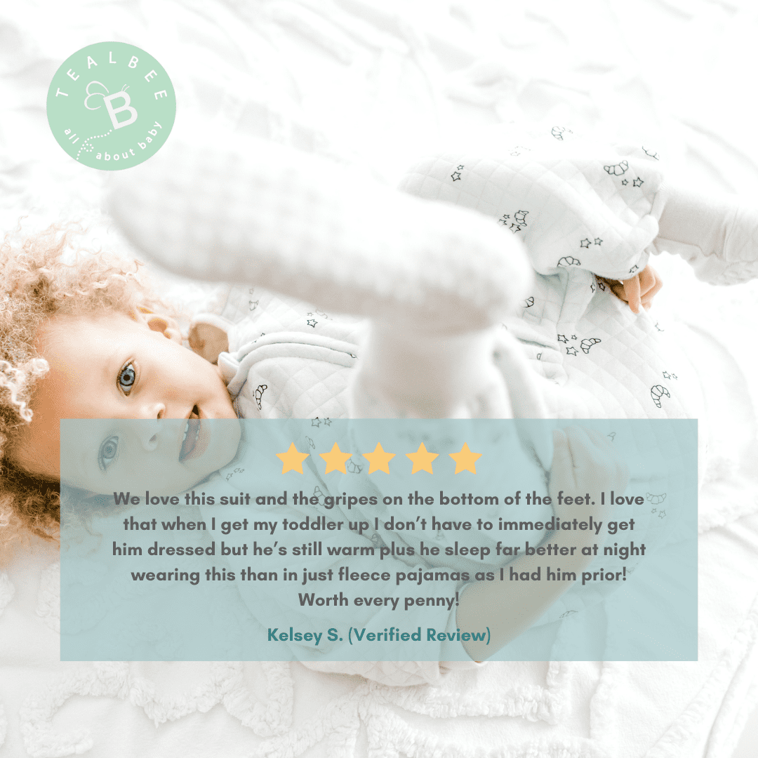 Tealbee Dreamsie - Bamboo Sleep Sack with Sleeves and Footies - (0.8 Tog) Croissant 3T-4T