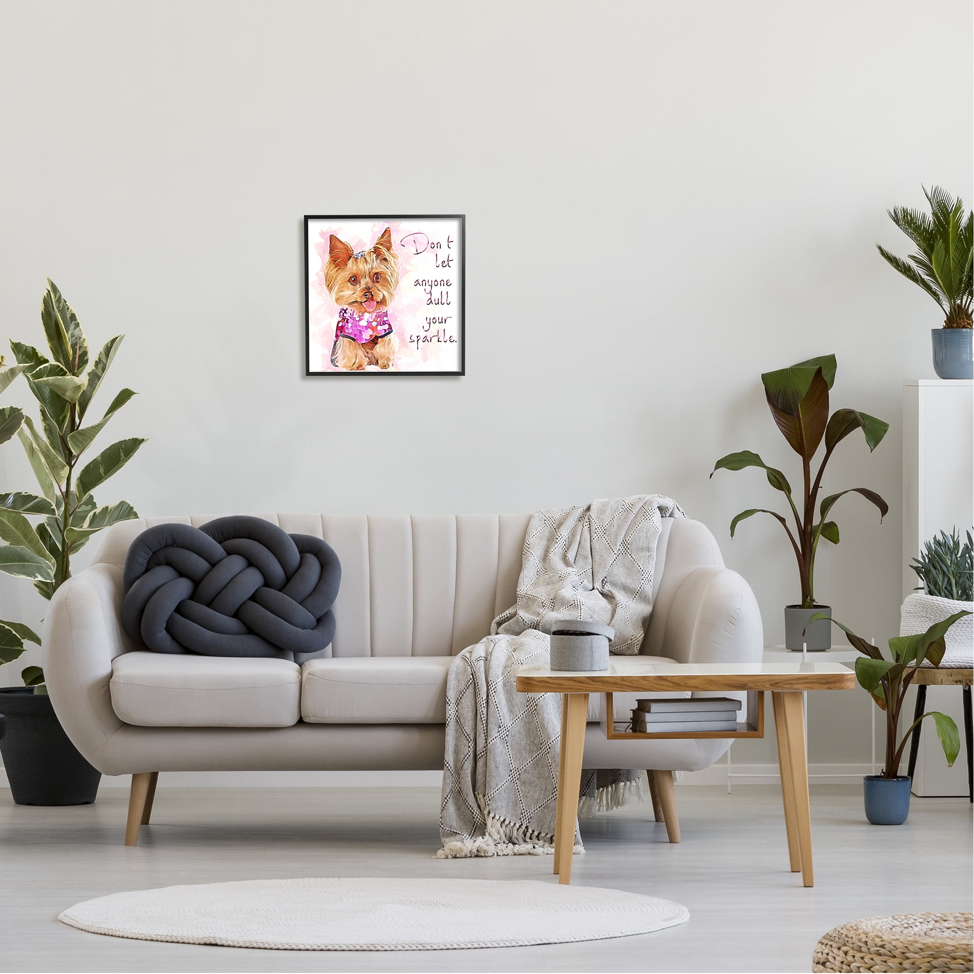 Stupell Don't Let Anyone Dull Your Sparkle Yorkie Animals & Insects Painting Black Framed Art Print Wall Art