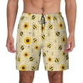 thumbnail image 3 of Uemuo Sunflowers Bee Pattern Mens Swim Trunks Quick Dry Board Shorts with Mesh Lining, Stretch Beach Shorts Quick Dry No-Chafing Board Shorts-Large, 3 of 9