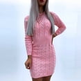 thumbnail image 6 of BSDJILFG Winter Dresses for Women Cute Cocktail Dress Soft Cable Knit Long Sleeve Bodycon Slim Fit Wrap Mini Prom Dress for Wedding Guest, 6 of 9