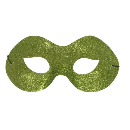 Mardi Gras Spot Green Glitter Mask with Elastic Band (Each)