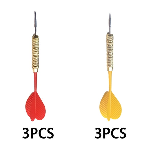 BESTSKY 6Pcs Darts Kid-Safe Steel Tip Darts,Perfect Darts Metal Tip Set for Family Fun,Red and Yellow