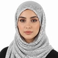 thumbnail image 5 of Yvsxxv White Sequin Head Wrap Bandana, Sparkly Fashion Hair Scarf, 16.54*17.72inch, 5 of 7