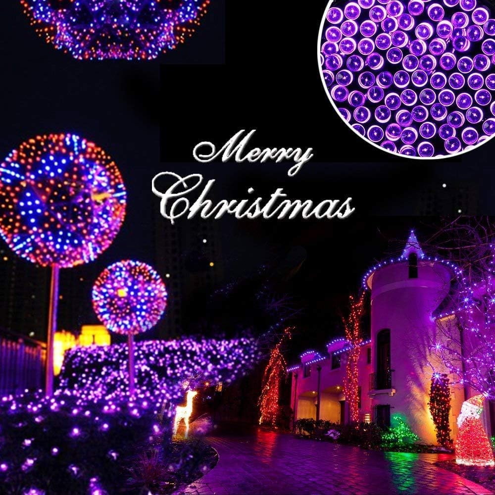 Huiyi Solar Christmas Light String, 12m 100LED Outdoor Light String 8 Modes Waterproof Solar String Lights for Trees Patio Fence Party Christmas Decor