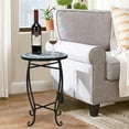 thumbnail image 5 of Qiushi Round 13.78" Metal Diamond-Colored Sea Mosaics Outdoor Bistro Table, Blue, 5 of 11