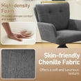 thumbnail image 4 of Fabric Dining Chair,Modern Upholstered Swivel Chairs Comfy Accent Armchair with Mid Back, Desk Arm Chair for Kitchen/Living Room/Home Office, Gray, 4 of 8
