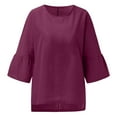thumbnail image 4 of YYDGH Womens Summer Cotton Linen Shirts Loose Fit 2023 Trendy Boho Top Oversized Long Sleeve Tunic Blouses Casual Beach Wear Purple Red L, 4 of 6