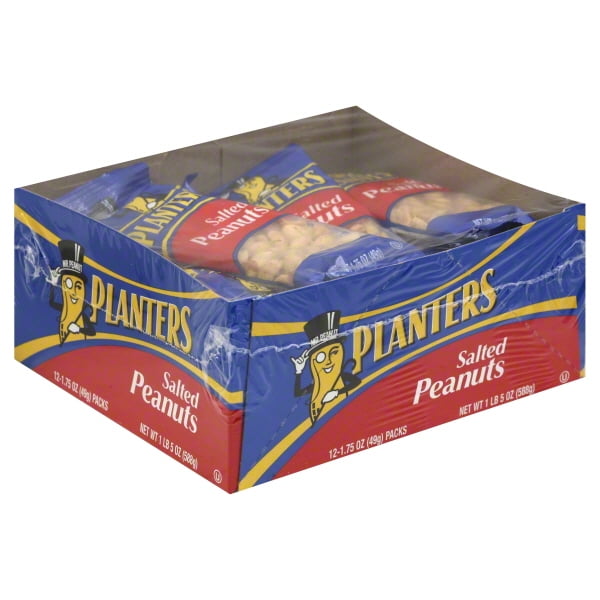 Planters Salted Peanuts, 1.75 oz Snack Bags, 12 count