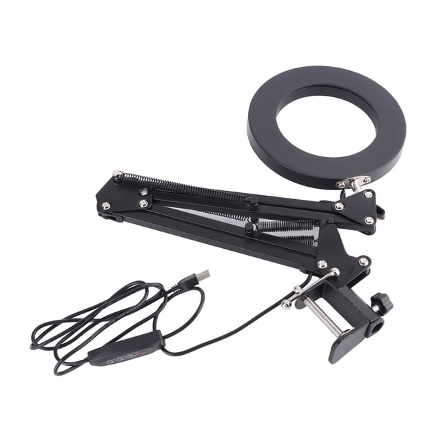 Lámpara de mesa plegable para el cuidado de los ojos, brazo oscilante flexible, montaje con abrazadera, luz de escritorio USB de tres tonos